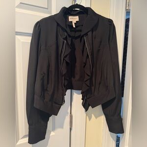 BCBG Black Jacket w/ Removable Ruffle Collar